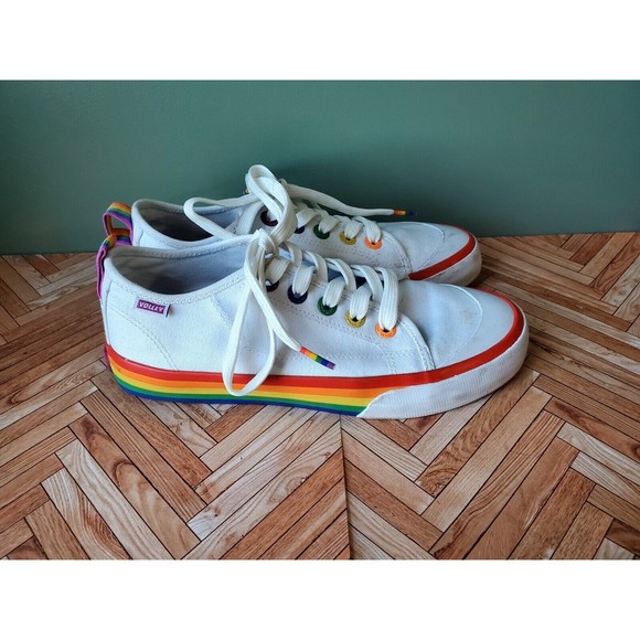 Volley Pride Deuce Low Sneaker Rainbow Canvas Unisex Mens 7 Womens 9 - Picture 1 of 16